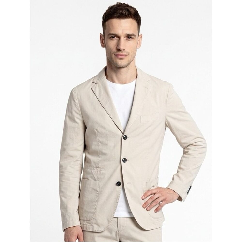 FRADI | NEW Beige Cotton & Lyocell Sports Coat Blazer Men’s Size EU 48R